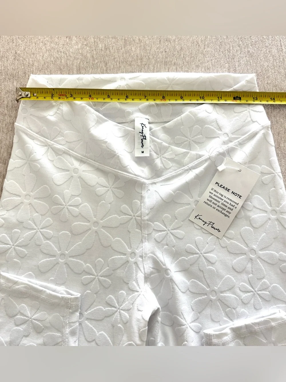 Kenny Flowers The Santorini White Floral Jacquard High-Waist Leggings Sz Medium